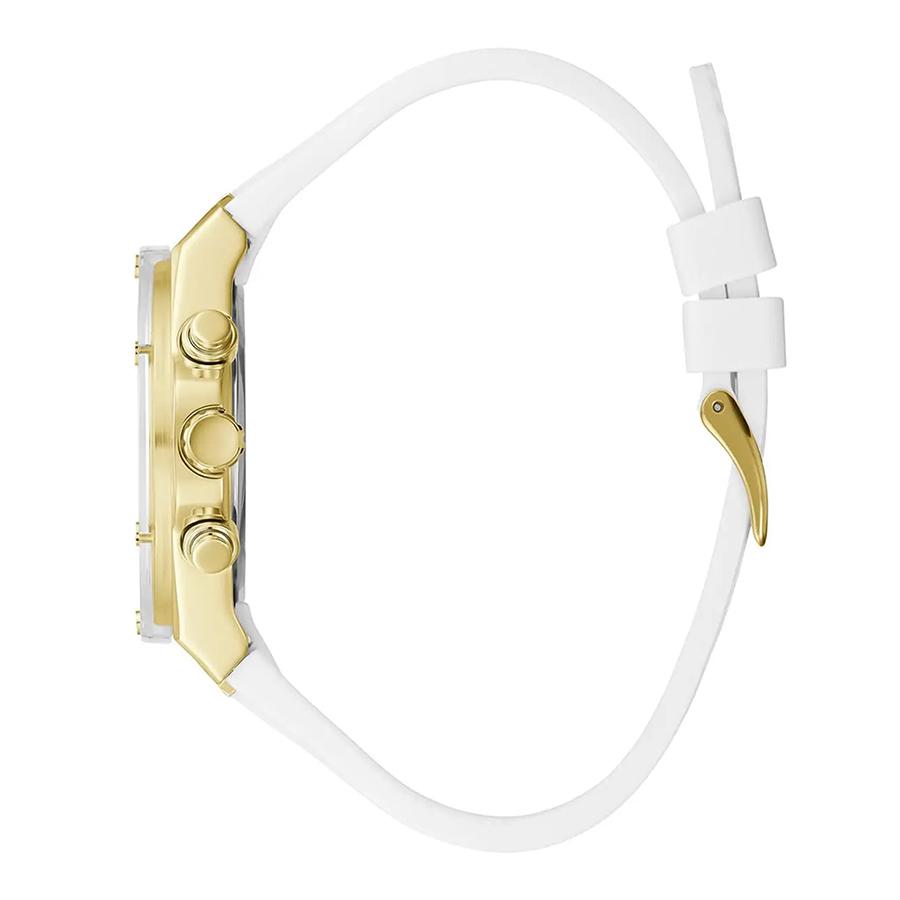 Women's Fashion Three-Eye Multi-Function Skeleton Gold Dial Silicone Strap Quartz Watch -GW0409L2