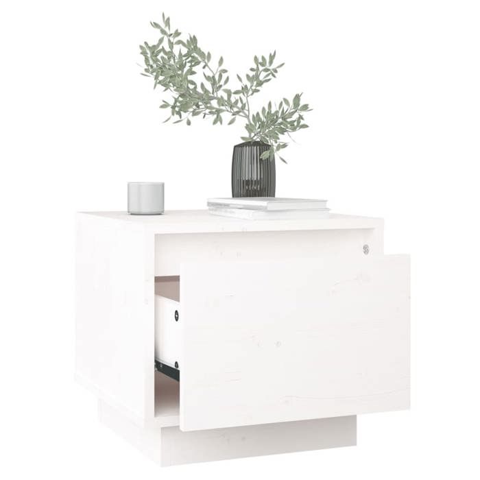 Bedside Table - Maison Exclusive - White - Solid Pine - 35x34x32 Cm