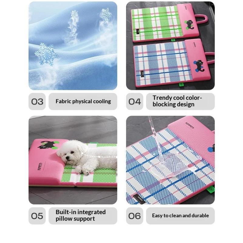 Reversible Pet Cooling Gel Mat for Dogs Cats Portable Foldable Dog Bed with Handle All Seasons for Crate Travel Indoor Outdoor