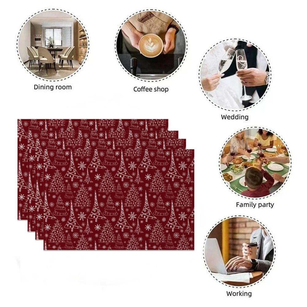 Christmas Placemats Dining Table Festive Holiday Decoration Snowflakes Tree Designs Dining Mats for Xmas Party Family Dinner