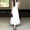 ZANZEA Women Casual Round Neck Sleeveless Loose Long Dress
