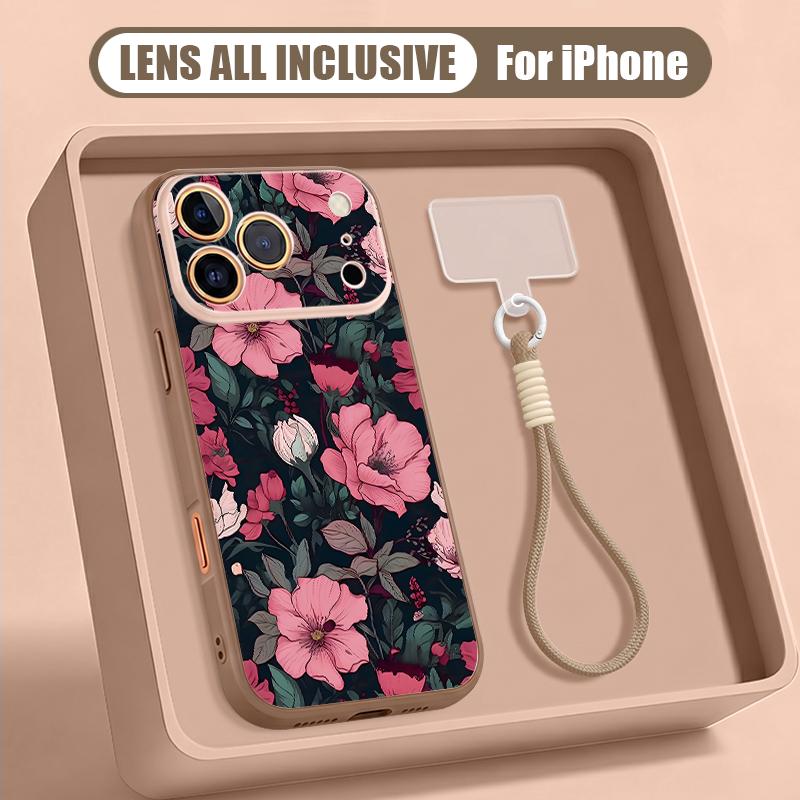 Schöne Blumen-Handgelenkschlaufe Hülle Für iPhone 17 Pro Max iPhone 16 15 14 13 Pro Max Magnetisch Für Magsafe Hybrid TPU+PC Mattes Cover