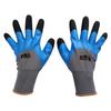 Foam Coated Nylon Dipped Wrinkle Safety Work Gloves Wear Resistance Non slip(Gray+Blue)