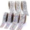1Yard/90cm Self-Adhesive Rhinestone Trim Multi-color Crystal AB Color Rhinestone Trimming Tape DIY Iron On Crystal Tape