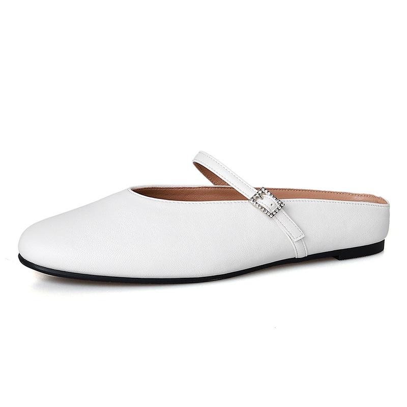 Yuexinwang leather flat for Huizhou women's shoes heels Muller shoes slippers outer wear summer new bag head flat sandals