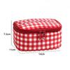 Cute Red Purple Plaid Handbag for Women, Portable Travel Makeup Pouch, Small Large Toiletry Cosmetic Bag with Zipper