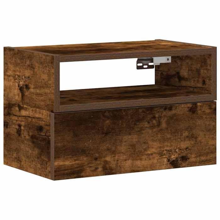 VidaXL Table de chevet murale chêne fumé 45x26x28,5 cm, armoire de chevet flottante, armoire de chevet suspendue, unité de 858604