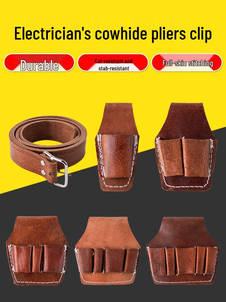 Herren Multifunktionaler Werkzeuggürtel aus Rindsleder mit Zangenfach und 5 Fächern