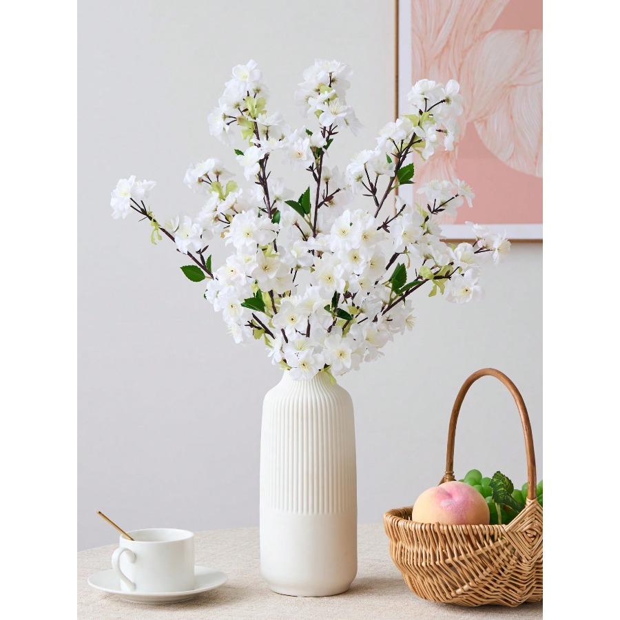 Ramuri Artificiale de Cireș în Flori 27.6'' Albe Flori Artificiale de Cireș Ramuri de Piersic Tulpini Înalte de Mătase pentru Decorarea Casei, a Livingului, a Mesei din Sala de Mese