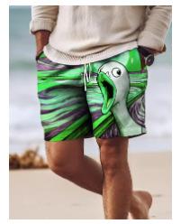 Men s Beach Shorts, Informal Shorts, Men s 3D Animal Duck Print Hawaiian Swim Shorts S