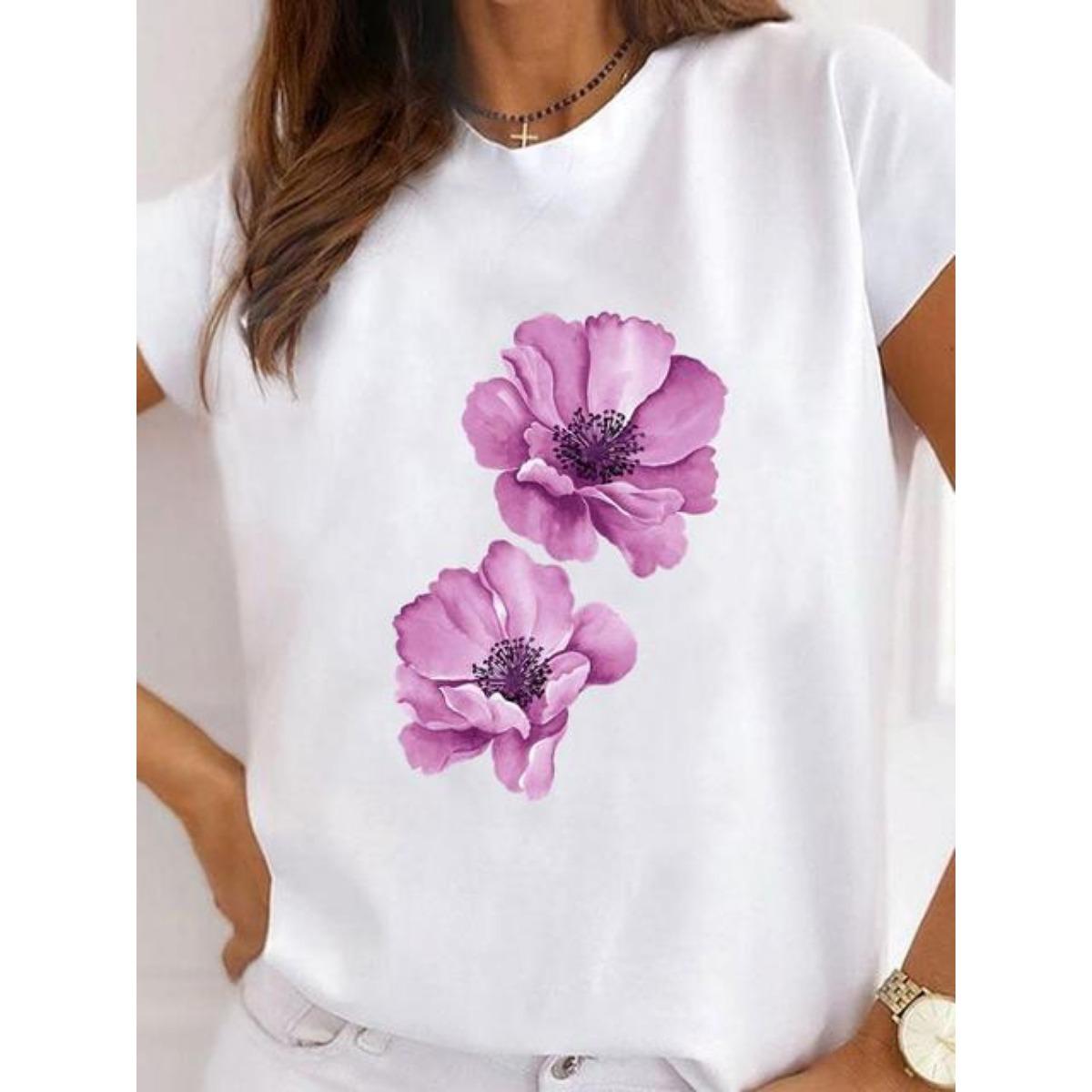 

Подсолнух Стиль Тренд Милая футболка Женская мода Базовая футболка Верхняя одежда Женская графическая футболка с коротким рукавом с принтом Одежда 5XL