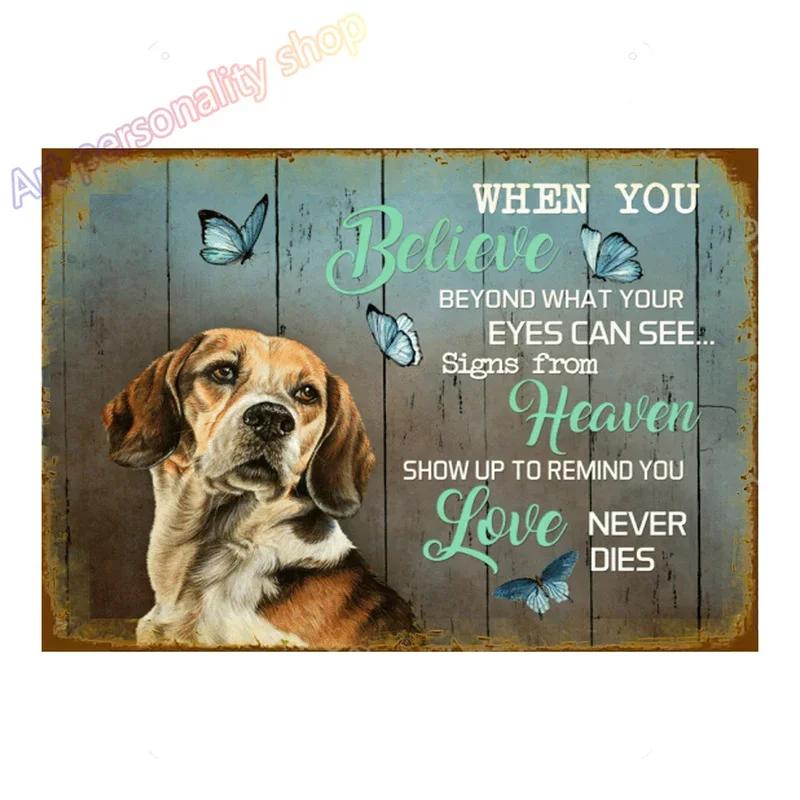 Mfoever Tin Sign Vintage Beagle Dog Coffee Tea Metal Tin Sign Set Retro Funny Pet Wall Art Decor for Home Kitchen Bar Rustic Iron Painting Plaque