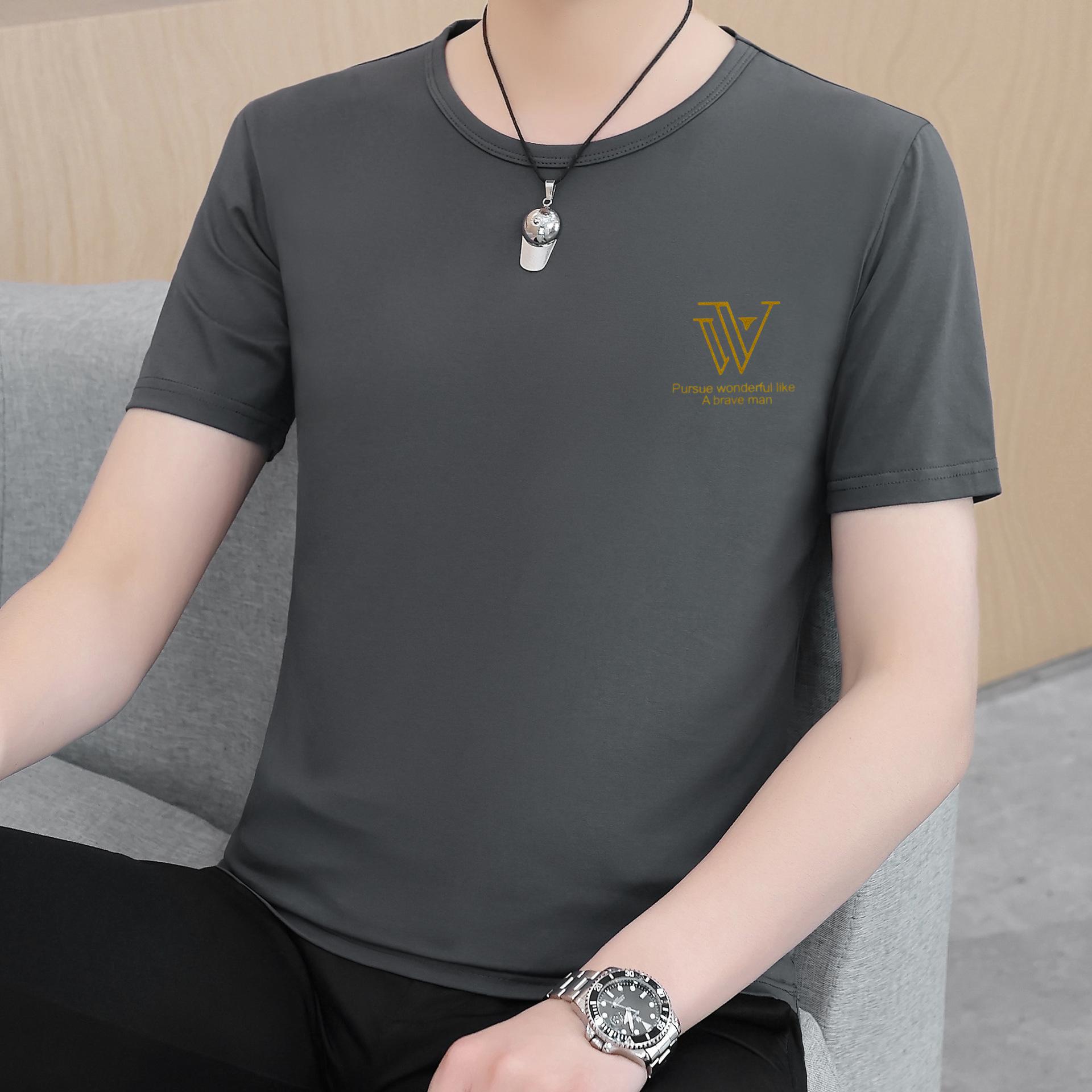 

Летняя хлопковая футболка с коротким рукавом и круглым вырезом с принтом, повседневная мужская футболка с половиной рукава