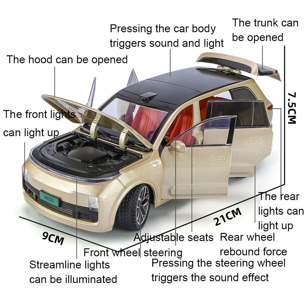1/24 Li L9 SUV Alaşımlı Pres Döküm Araba Modeli Oyuncak Simülasyon Araçları Geri Çekilebilir Ses Işık Koleksiyonu Oyuncaklar Çocuklar İçin Doğum Günü Hediyeleri