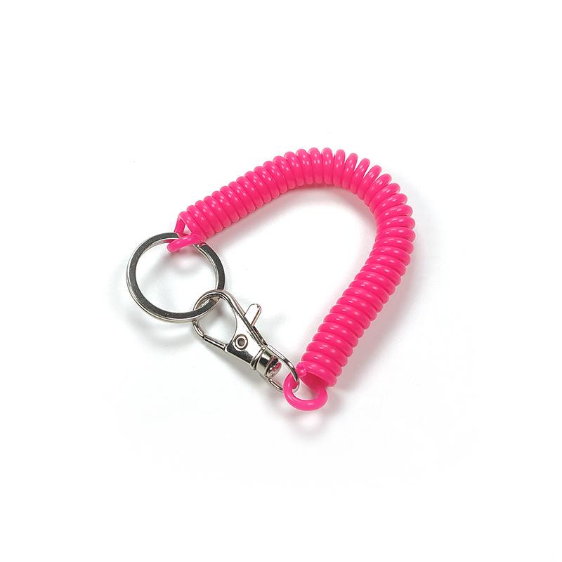 Colorful Retractable Plastic Spring Rope Keychain - Portable Anti-Lost Keyring