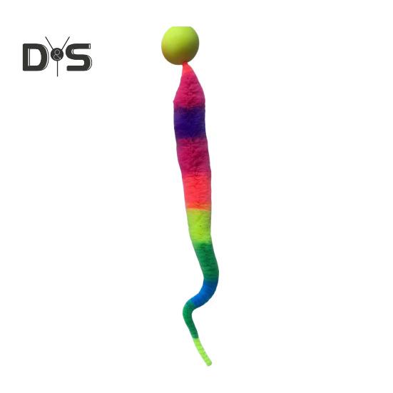 Interaktiver Hüpfball mit Schwanz, bunter, flauschiger Wurm, Hüpfball, Katzenspielzeug, Regenbogenwurm, Katzenjagdspielzeug für Hauskatzen