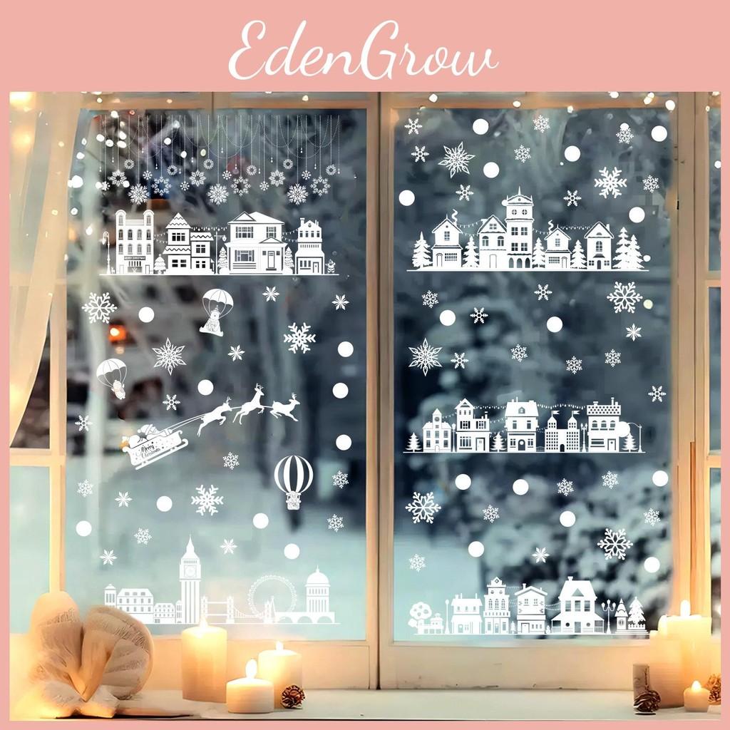 Snowflake Christmas Window House Cling Stickers Set Pvc Static Decals Decor