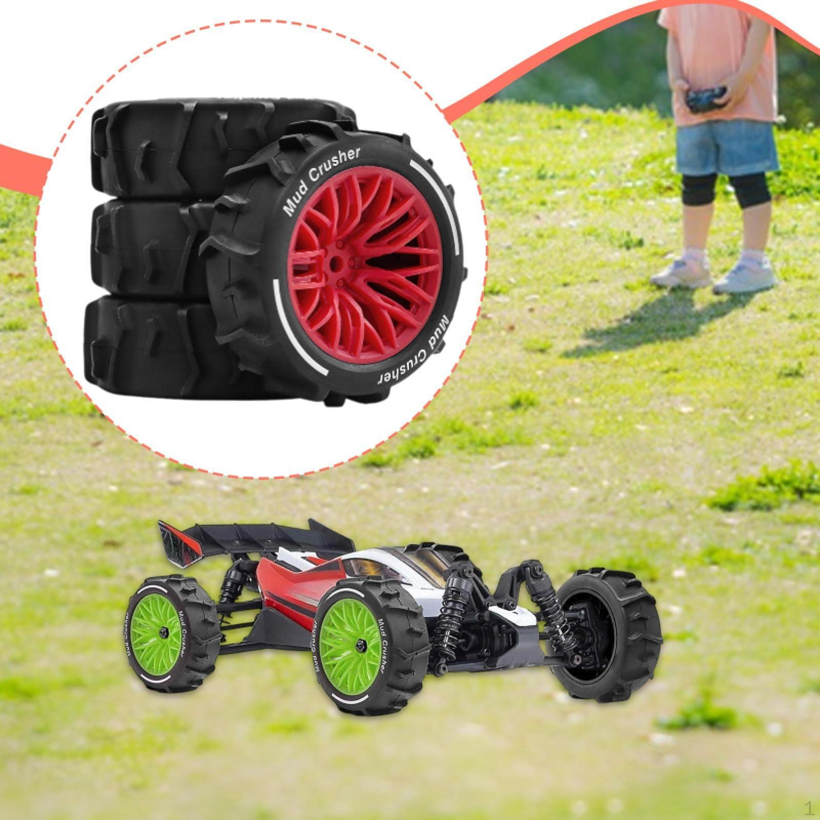 

4 Pieces All Terrain RC Wheels 2.8x1inch Sand Tires for 1/14 Professional Quick Installation червоний