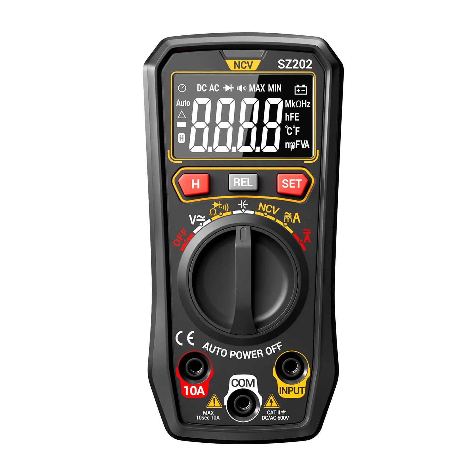 

Digital Multimeter, Auto Ranging 4000 Counts, Portable Ohm Volt Amp Tester Measures NCV, Voltage, Current, Diode, чорний