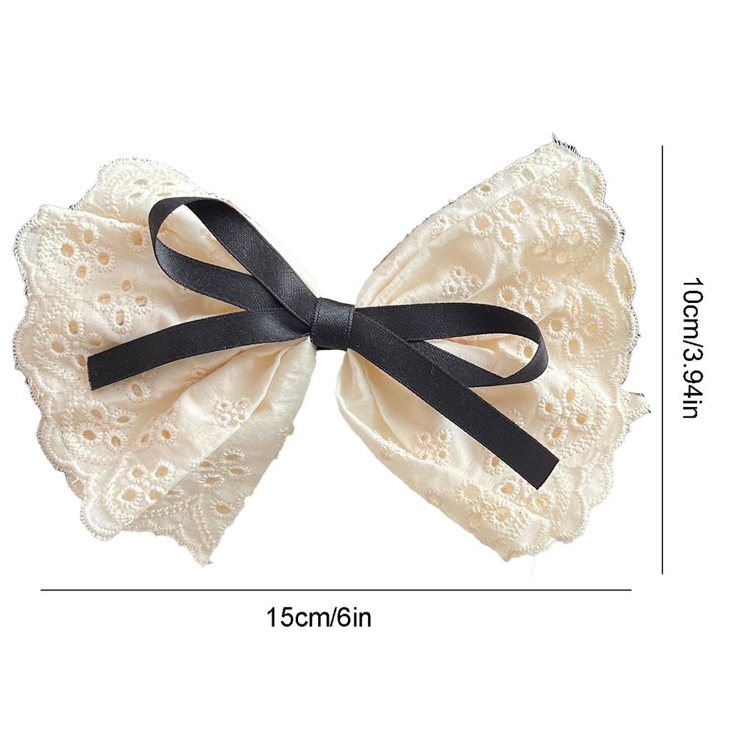 Lace, hollowed-out flower-shaped bow hair clip, women's back of the head hair clip, elegant and simple hair accessory