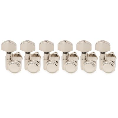 Musiclily Pro 6-Piece Locking Tuning Pegs with 2-Pin 18:1 Gear Ratio, Hex Buttons, for Fender Strat, Telecaster, and Electric Guitars, Nickel