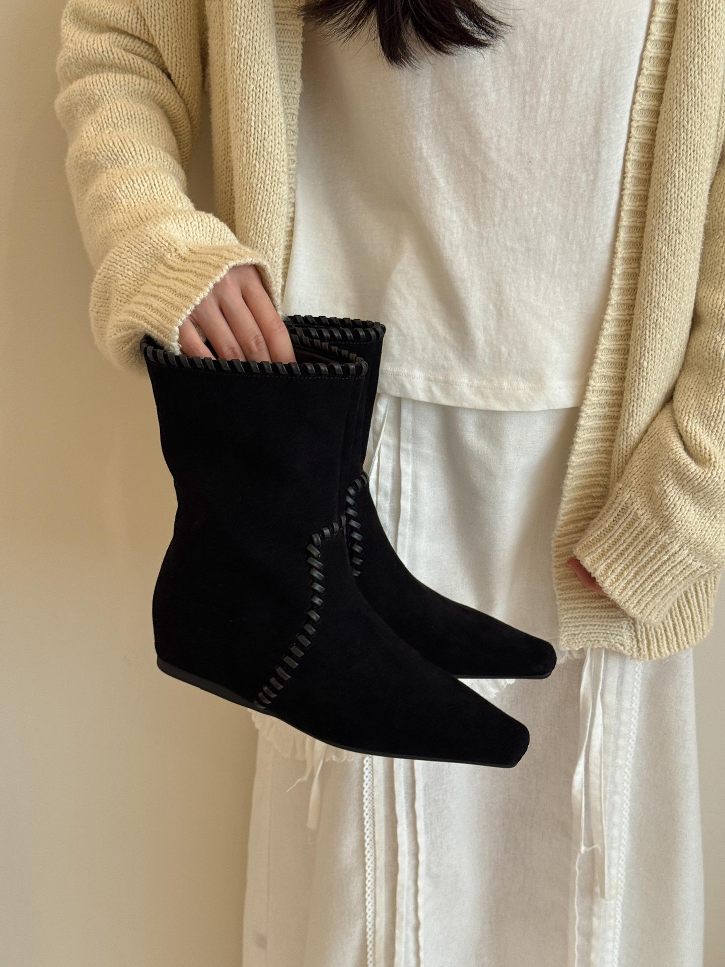 

3,5 см увеличение внутренней высоты 2025 осень новая ретро универсальные замшевые короткие ботинки 39