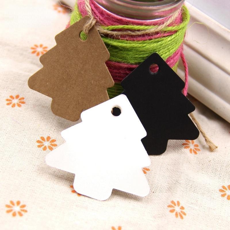 100Pcs Tree Shape Paper Tags Kraft Paper Card Labels Paper Cards Tags DIY Christmas Wedding Party Blank Hang Tag Gifts