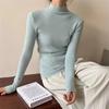 Women's Autumn Winter Half-High Neck Candy-Colored Sweater - Slim-Fit Inner Wear Knit Top Minimalist Knit Base Layer