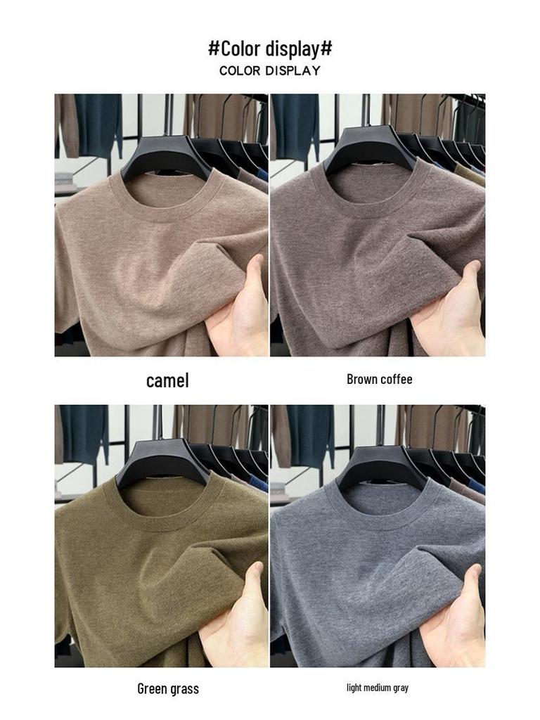 Men's High-Quality Short-Sleeved Knitted Wool Sweater for Spring/Summer