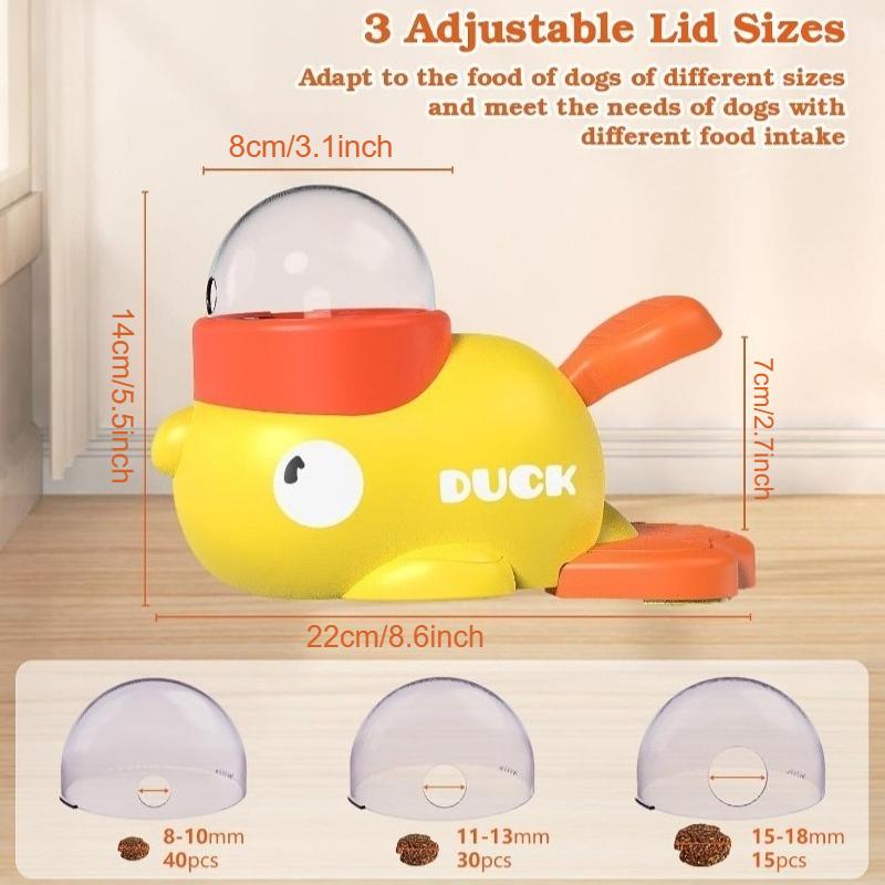 Pet Treat Dispenser-Interactive Dog Toys Anti Gulping Duck Slow Feedercat Dog Treat Dispensing with Buttonfor Dogs Training