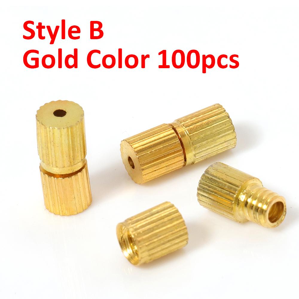 100pcs Cylinder Fasteners Buckles Closed Beading End Clasp Screw Clasps for DIY Bracelet Necklace Connectors Jewelry Making