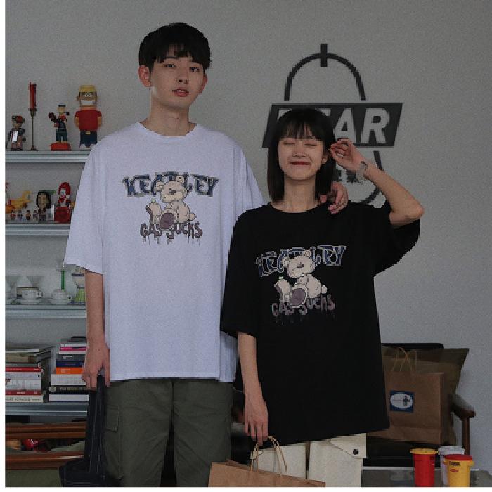 Couple short-sleeved T-shirt men's and women's summer new student Korean version loose half-sleeved top ins trendy class uniform