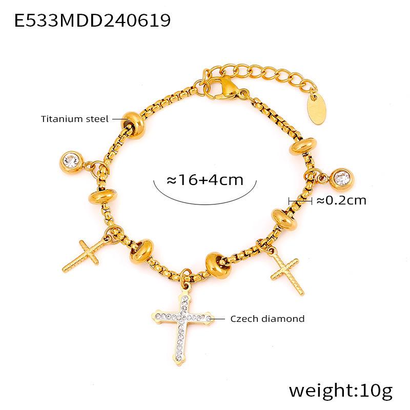 18k Vergoldetes Titanstahl Diamantarmband - Modischer Europäischer & Amerikanischer Stil