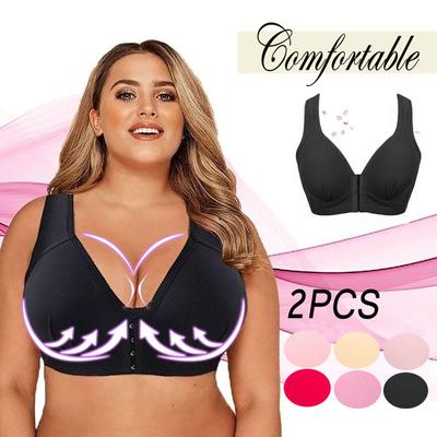 2PCS Kadın Ön Kapanış Ekstra Elastik Nefes Alabilen Dantel Trim Sütyen İç Giyim
