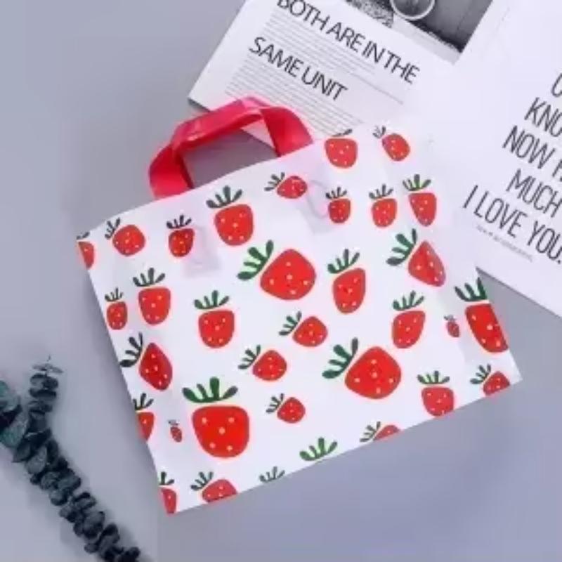 50piece Coffee Flower Clothing Storage Bag Thick Plastic Hand-held Shopping Bags Gift Packing For Children's Clothing Tote Pocke