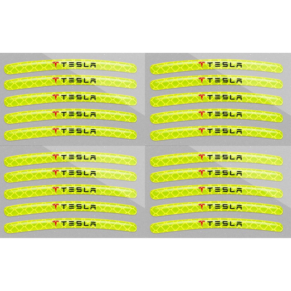 WDYEA1 5/10/20pcs Reflective Car Wheel Rim Stickers Tape Strips Auto Decoration For Tesla Model 3 Y S X Roadster Cybertruck Juguete WYE