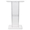 Acrylic Podium, 47" Tall, Clear Acrylic Podium Stand with Wide Reading Surface & Storage Shelf, Floor-standing Clear Pulpits Acrylic for Church Office