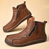 Męskie skórzane buty zapinane na zamek, wysokie buty na co dzień 39-46