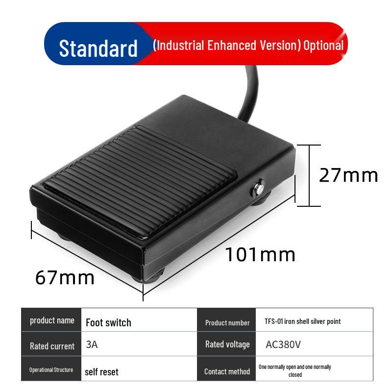 Self-Resetting TFS-201/EKW-B Foot Switch with Cable for Punch Press, 220V