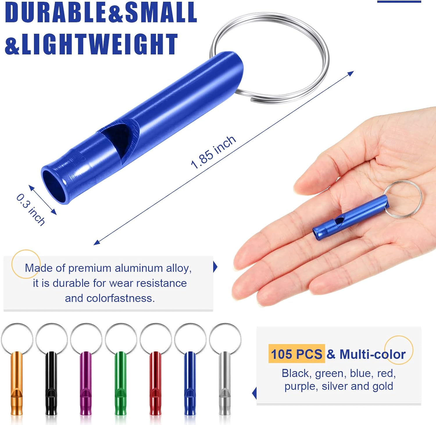 Алюминиевый аварийный свисток с брелком — фото 6