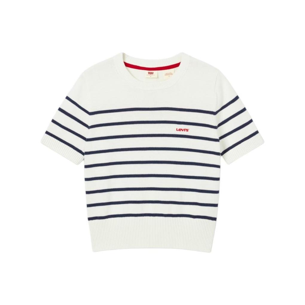 

Levi s Women s Striped Short Sleeve Knit Sweater White/Navy 0051J-0001 M