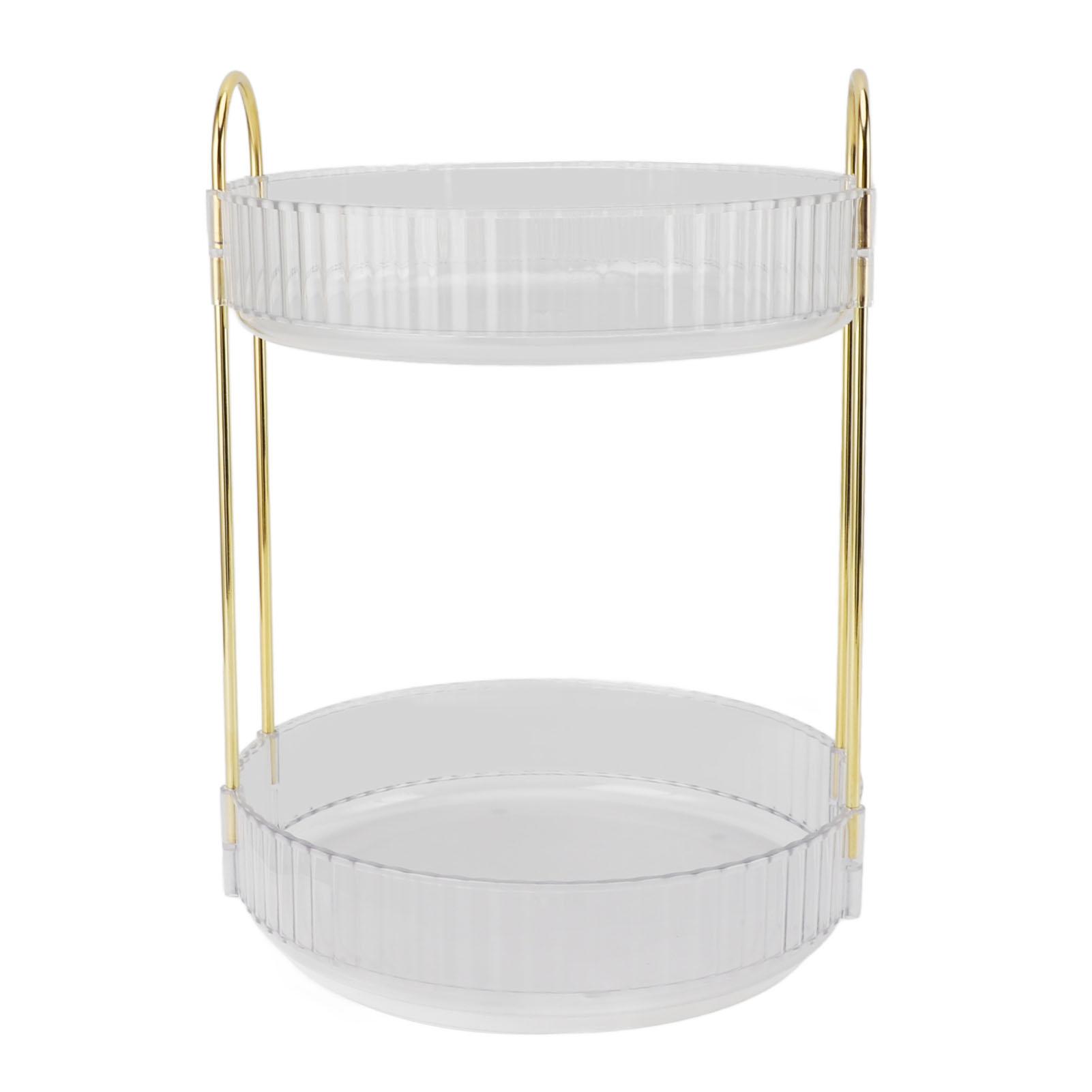 

Стійка-органайзер для макіяжу, 2-ярусний, обертання на 360 градусів, косметичний органайзер для спальні, що заощаджує простір White