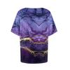 Women's Casual Printed Asymmetric Neck Short Sleeve Decorative Button T-Shirt Top