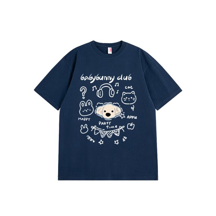 harajuku Round Neck oversize Casual Y2K Tops young girl t shirts 2025 summer pure cotton Women funny cartoon Print T-Shirt streetwear