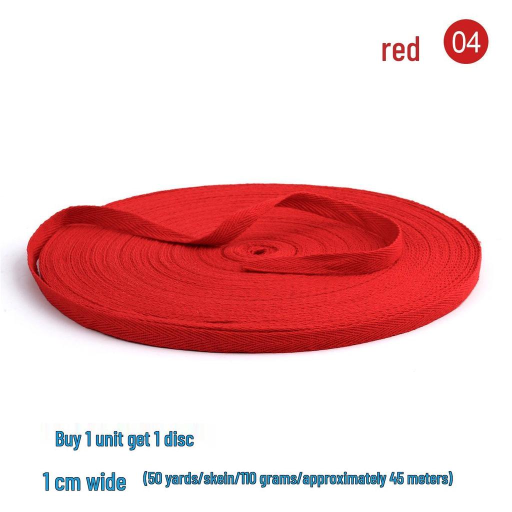 1cm Red-Purple Cotton Herringbone Tape: Festive Piping & Full-Edge Webbing