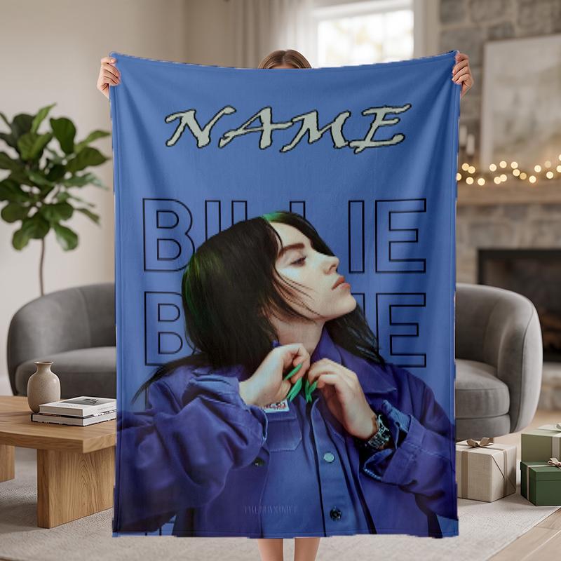 Billie Eilish Benutzerdefinierte Flanelldecken Weiche Warme Gemütliche Überwürfe für Heimdekoration Feiertagsgeschenke