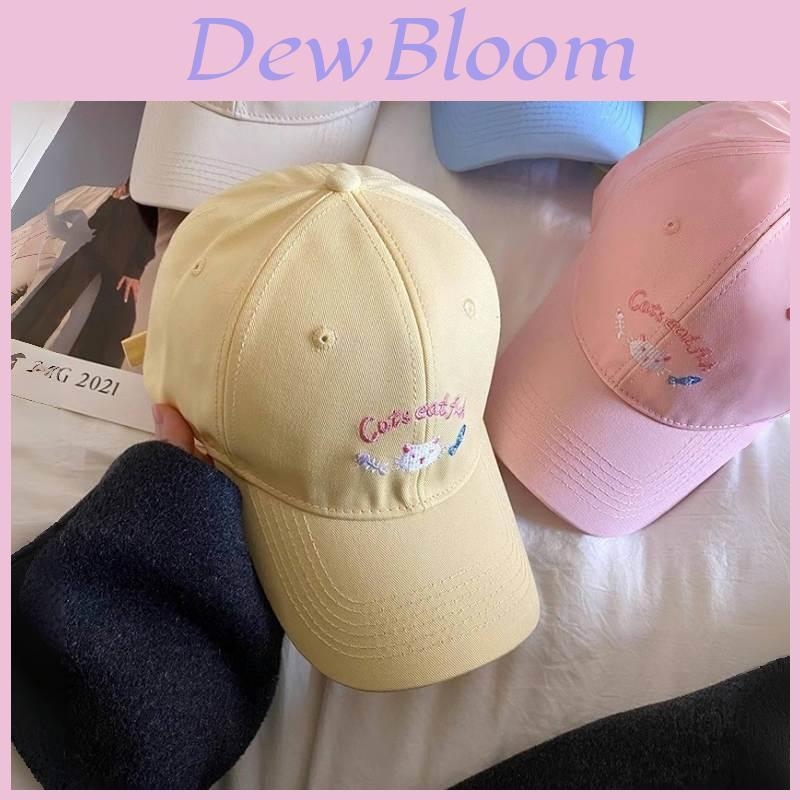 Cat Embroidered Casual Baseball Hat For Women Spring Summer Sunshade Cotton Material