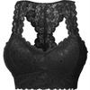 Fashion Ladies Floral Lace Racerback Wireless Mesh Bralette Bra Top Sexy Lingerie