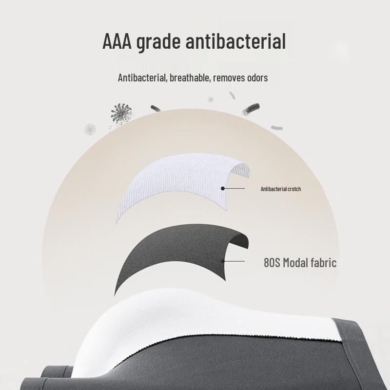 Langsha Men's Modal Antibacterial Seamless Boxer Briefs 3-Pack