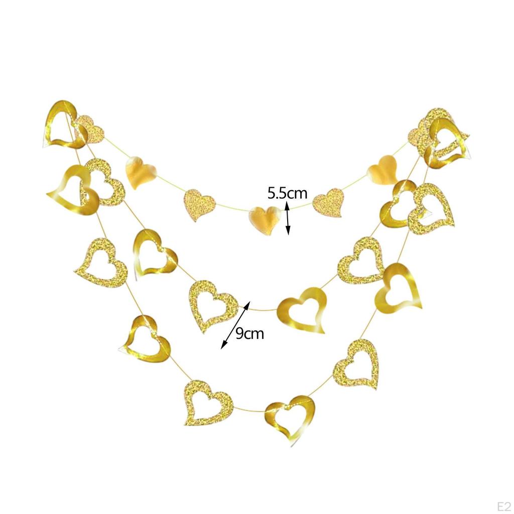 3 Stück DIY Valentinstag Banner, Valentinstags Wimpelketten Schnur, Herz Papiergirlande für